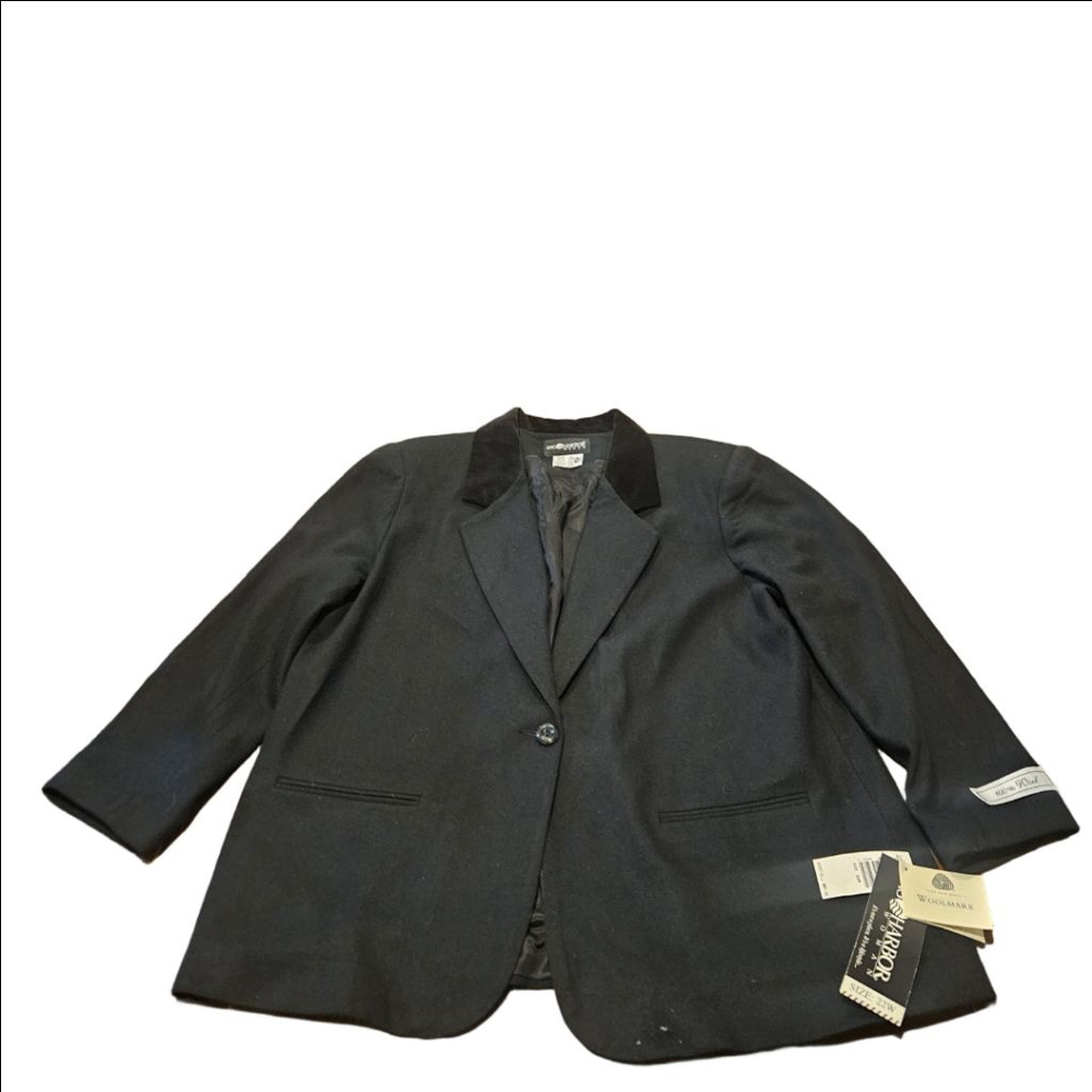 Women's Sag Harbor NWT FLAWED Woman Black Wool Blazer Size 22W